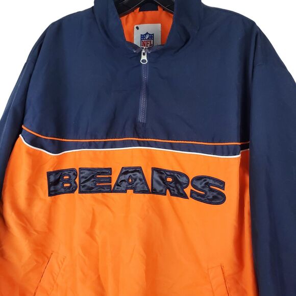 Vintage CHICAGO BEARS Jacket Adult Large Blue Orange Pullover Windbreaker NFL - Picture 2 of 8